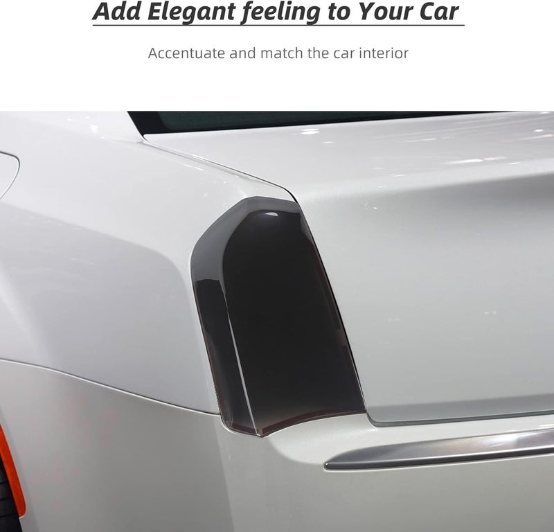 Hoolcar غطاء مصباح خلفي حارس إطار زينة ملحقات خارجية لسيارة كرايسلر 300 من 2015-2021، أسود مدخن - Image 4